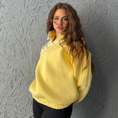 Yellow Sweatshirt with Chinese Clasps