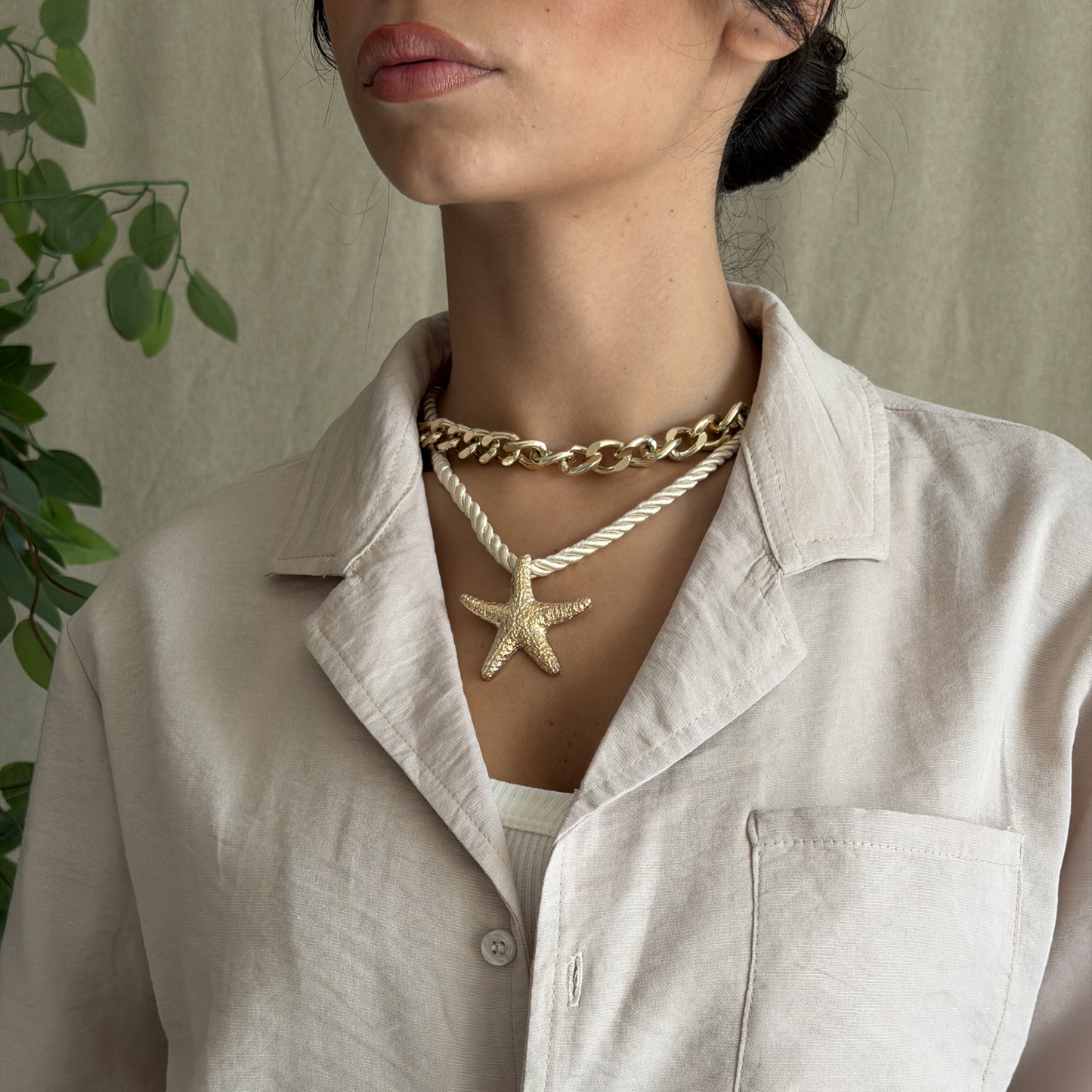 Beige Linen Relaxed-Fit Shirt