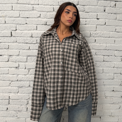 Black Checked Button-Up Shirt