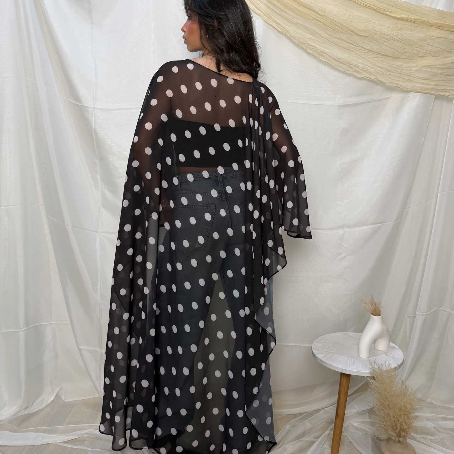 Midnight Drape Polka Cape