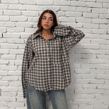 Black Checked Button-Up Shirt